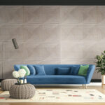 GVT8NM Greige Modern chic living room interior with long sofa 2